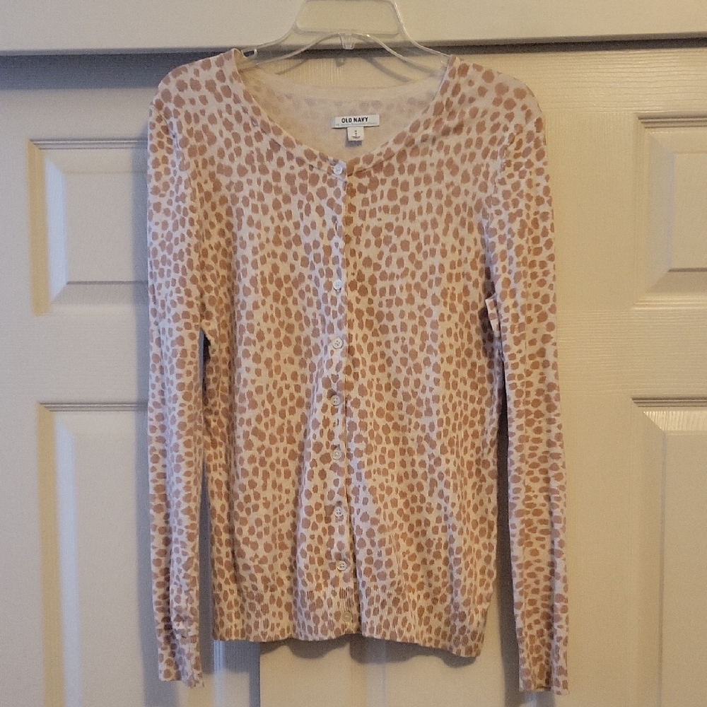 Old Navy Tan Animal Print Cardigan